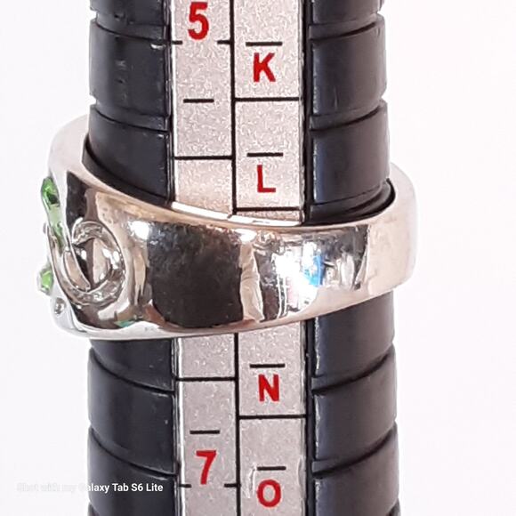 Colorful Band Ring Floral Encrusted Marquise Stones On Silver Tone Setting - Picture 10 of 10